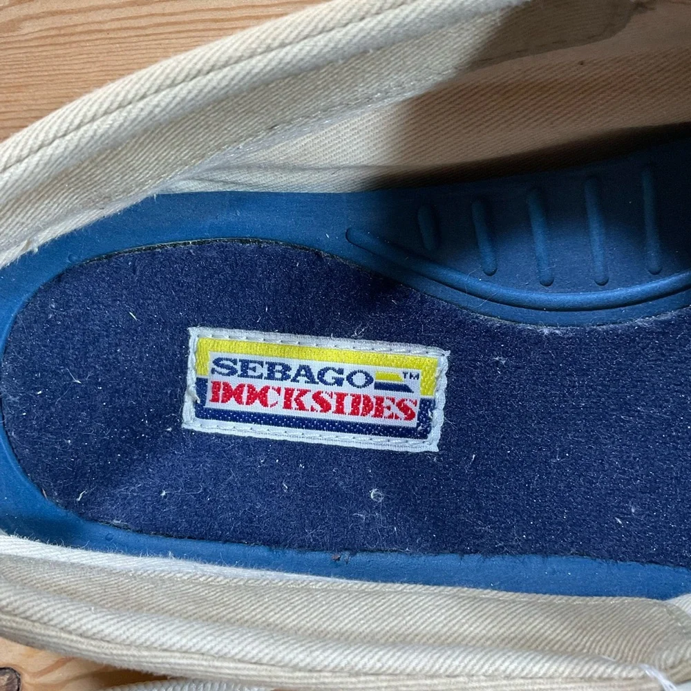 SEBAGO Docksides Canvas Boat Shoes Men’s 9.5 M Khaki/Tan Lace Up Non Slip Gum